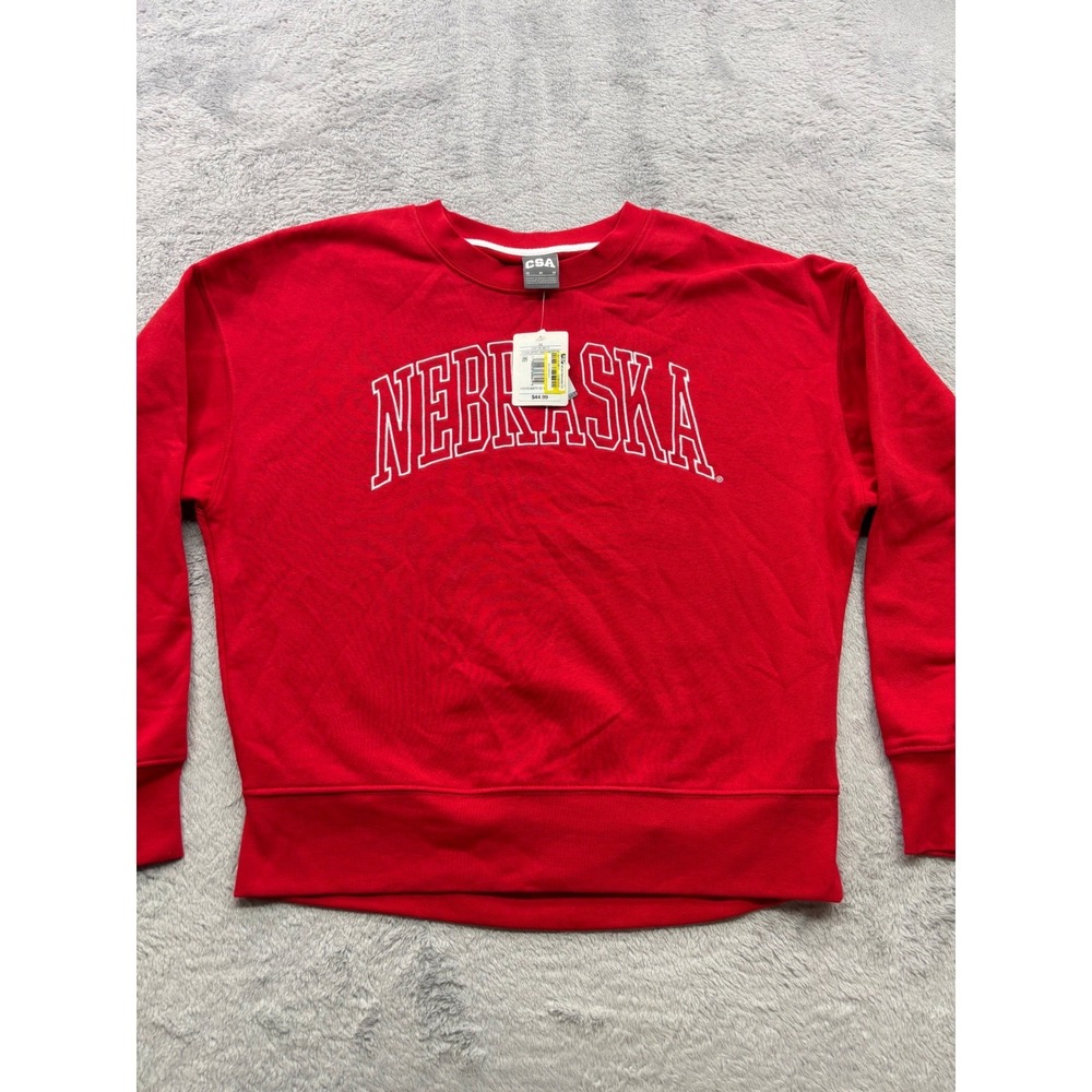 Nebraska Cornhuskers Mens Medium Short Red Crewneck Sweatshirt NCAA NWT